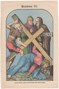 Jesus falls under the Cross the third time